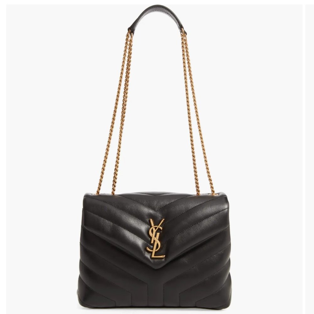 YSL Saint Laurent Small Loulou Chain Leather Shoulder Bag Black